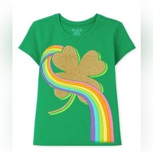 Girls St. Patrick's Day Shamrock Rainbow Graphic Tee